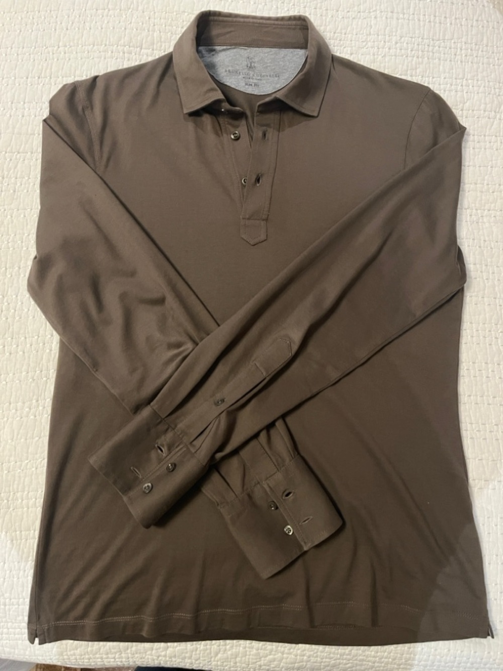 Brunello Cucinelli Slim-Fit Brown Polo Shirt